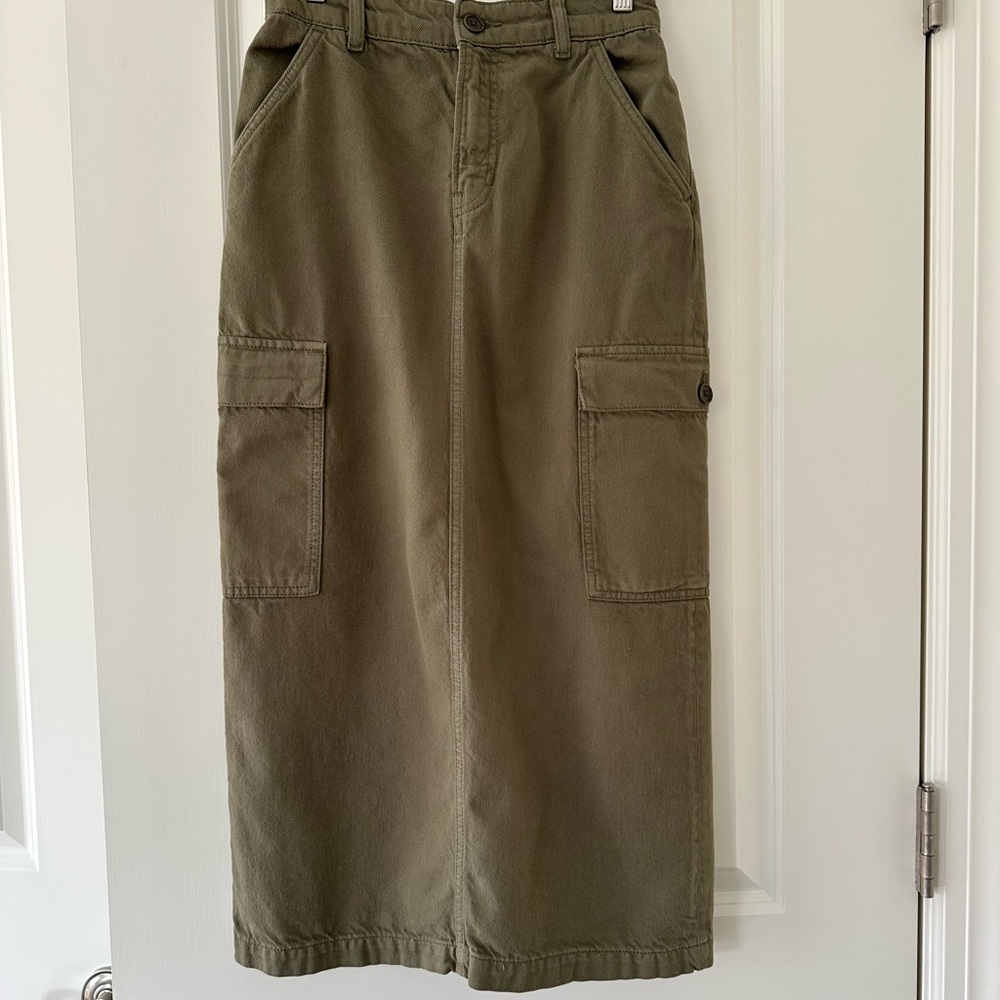 Reformation Olive Green Cargo Skirt